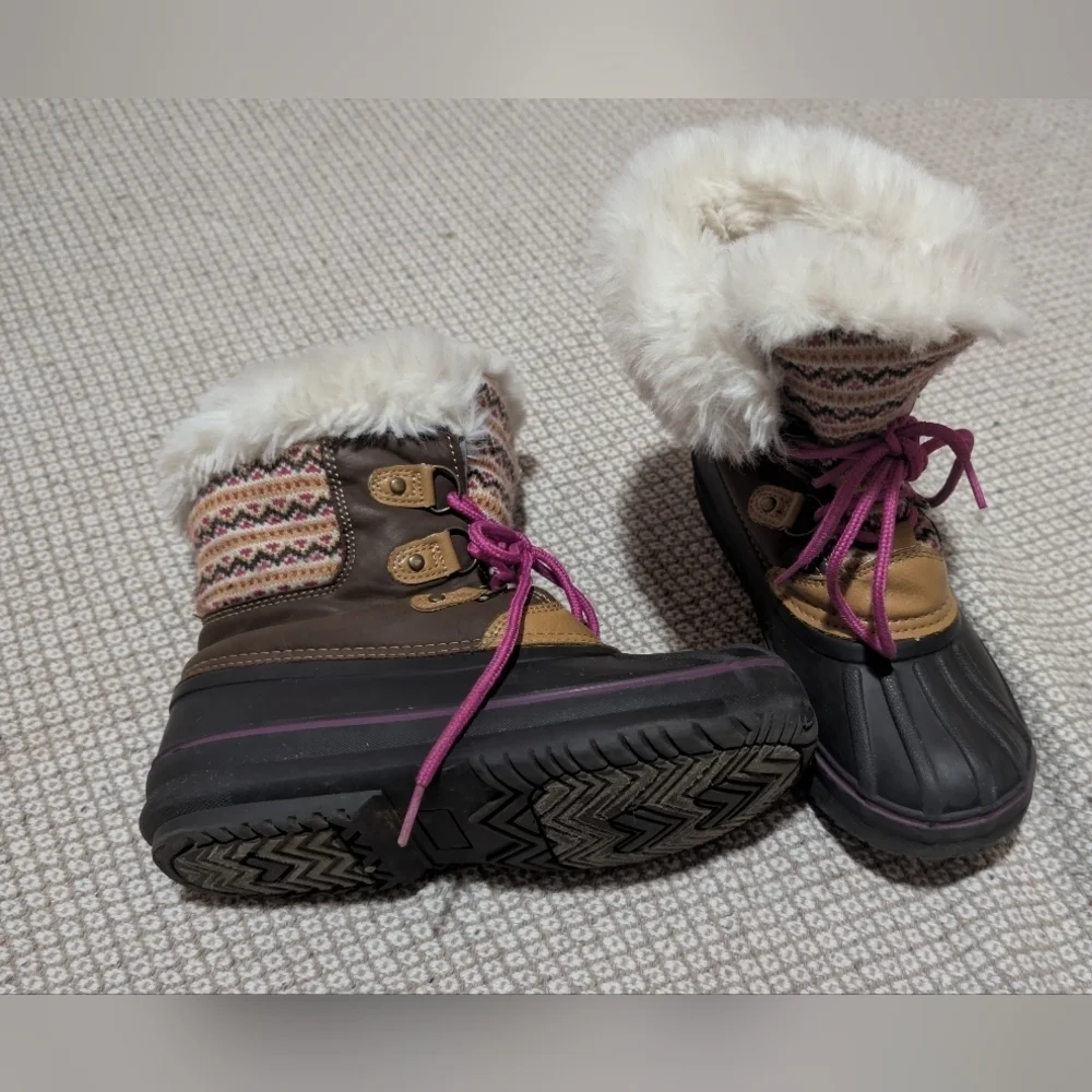 Snow Kids Winter Boots with Pink Laces Size 2